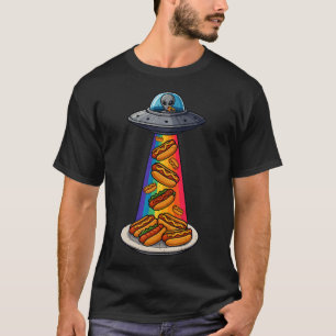 Ufo Abduction Hotdog Moon Day Alien Flying Saucer  T-Shirt