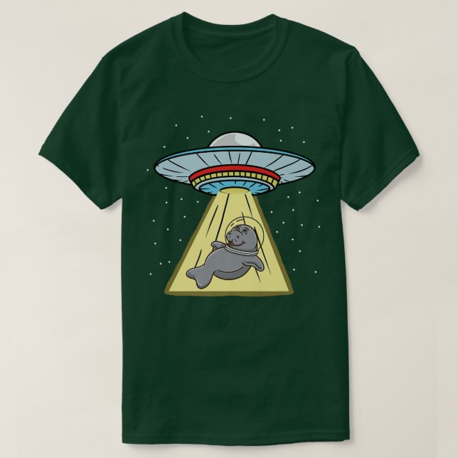 Ufo Abduction Manatee Astronaut  T-Shirt (Design Front)
