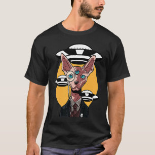 UFO Abduction Sphynx Cat Extraterrestrial Kitty Ow T-Shirt