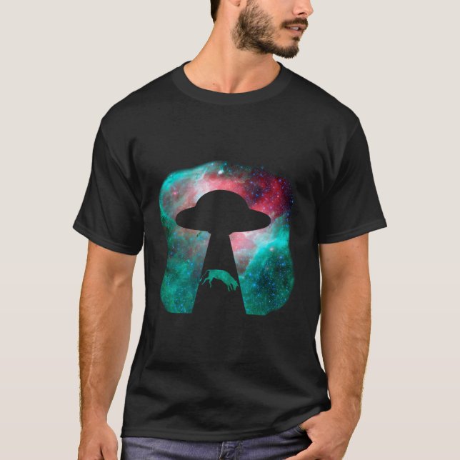 Ufo Alien Abduction Cow Hoodie Funny Flying Saucer T-Shirt (Front)