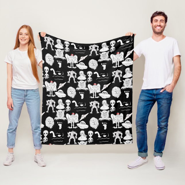 UFO, Alien, Bigfoot Cryptid   Fleece Blanket (In Situ)