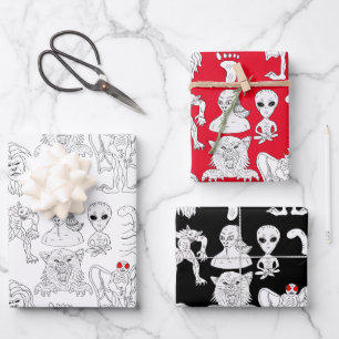 UFO, Alien, Bigfoot, Mothman, Dogman, Cryptids   Wrapping Paper Sheet