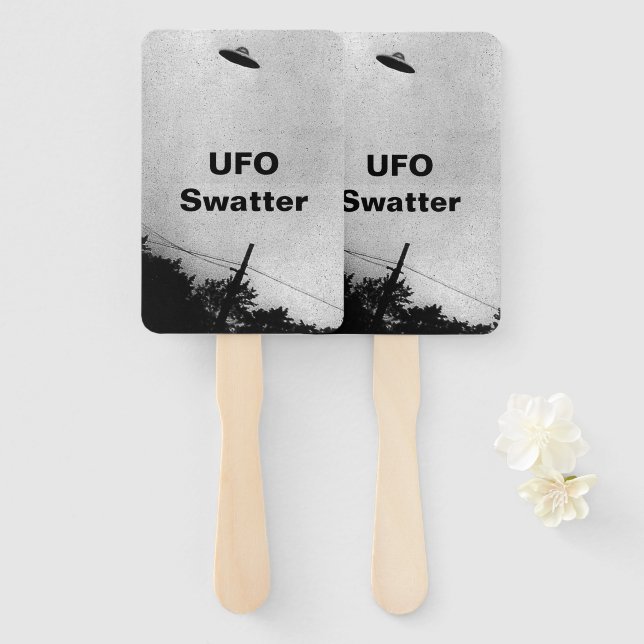 UFO Alien Extraterrestrial Spacecraft Top Secret Hand Fan (Front and Back)