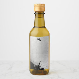 UFO Alien Extraterrestrial Spacecraft Top Secret Wine Label