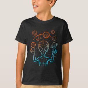 UFO Alien Juggling Planets Space T-Shirt