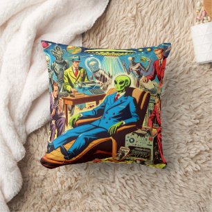 Ufo Alien Sci-fi Retro Comics Cushion