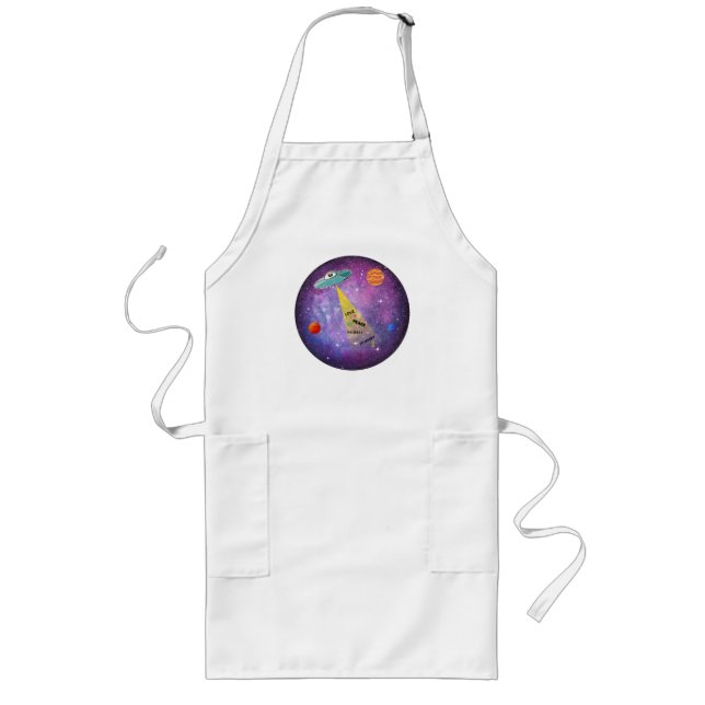 UFO Alien space spaceship star people Long Apron (Front)