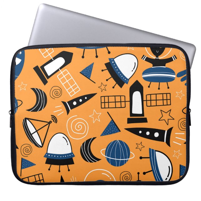 UFO alien, spaceships, kids pattern Laptop Sleeve (Front)