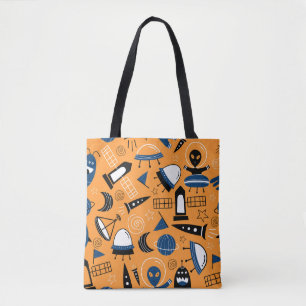 UFO alien, spaceships, kids pattern Tote Bag