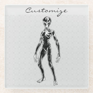 UFO Alien Thunder_Cove Glass Coaster