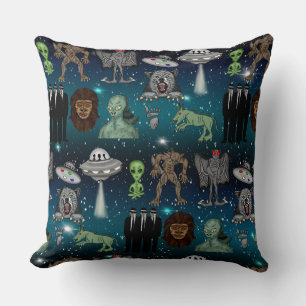 UFO Aliens Chupacabra Bigfoot Cryptids   Cushion