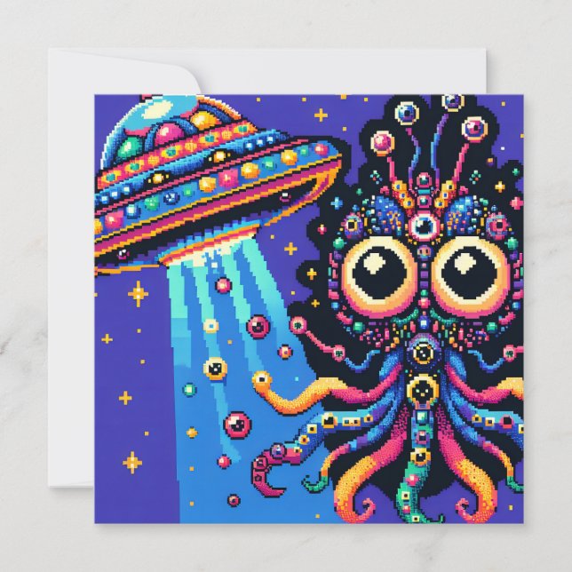 UFO and Alien Pixel Art (Front)