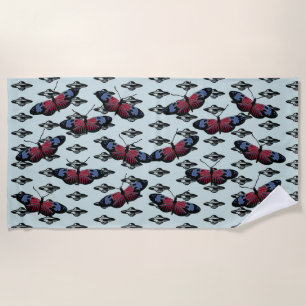 Ufo and Butterflies  Beach Towel