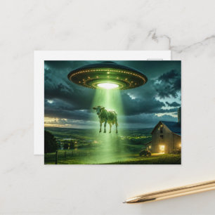UFO and the Dairy Cow Scifi Fantasy Postcard