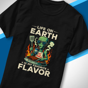 UFO BBQ Life on Earth Retro Sci Fi Funny Alien T-Shirt