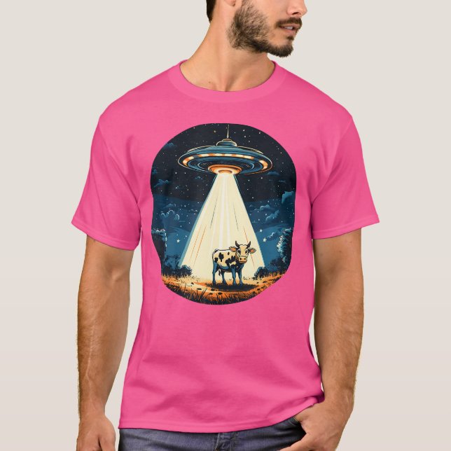 Ufo Beaming A Cow Up For Alien Adventures For Boys T-Shirt (Front)