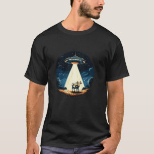 UFO Beaming a Cow Up for Alien Adventures for Boys T-Shirt