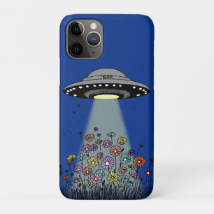 UFO Beaming Up Flowers Case-Mate iPhone Case