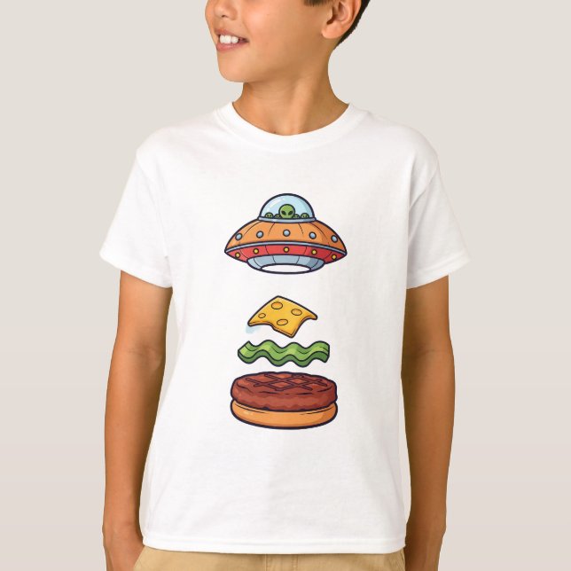 UFO Burger Alien Space Kids T-Shirt (Front)