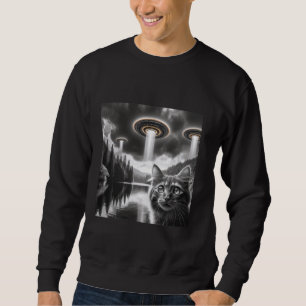 UFO Cat Maine Coon Alien Invasion Sci-fi Art Sweatshirt