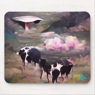 UFO Cow Abduction Mouse Pad