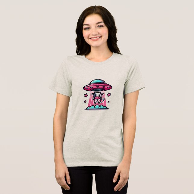 UFO Cow Abduction Tri-Blend Shirt (Front Full)