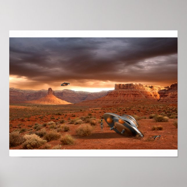 UFO Crash in the Desert with Alien Fatality Poster (Front)