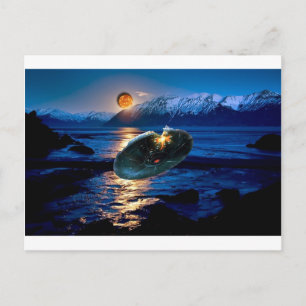 UFO DIGITAL FLYING SAUCER ART POSTCARD