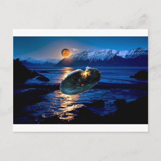 UFO DIGITAL FLYING SAUCER ART POSTCARD (Front)