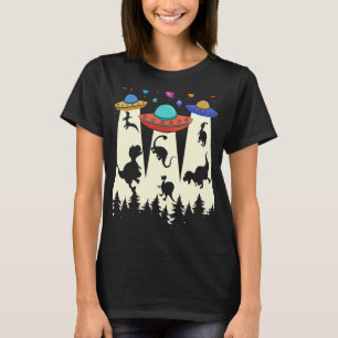 Ufo Dinosaur Vintage Rerto Alien Abduction Fling T-Shirt