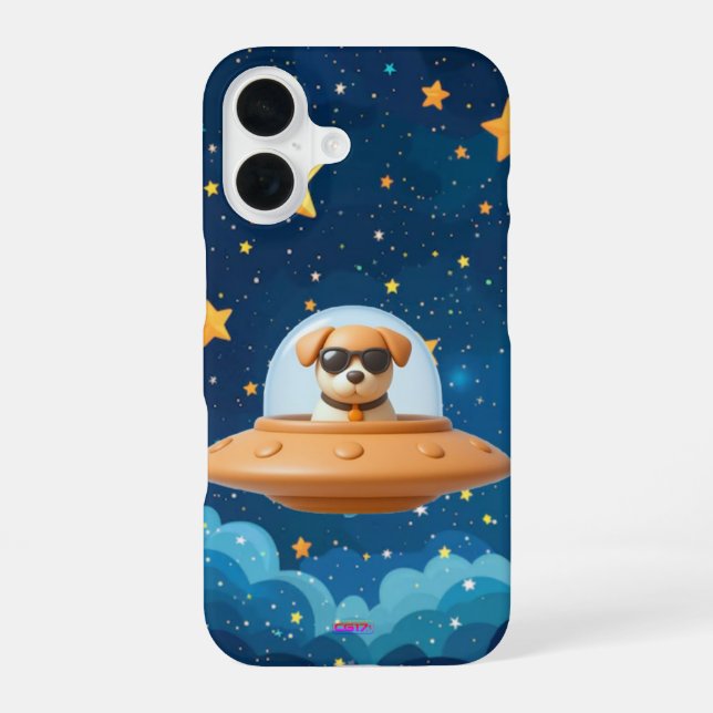 Ufo dog 3D a4 night sky iPhone 16 Case (Back)