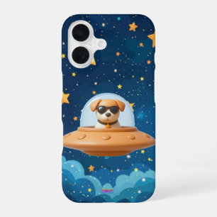 Ufo dog 3D a4 starry night iPhone 16 Case