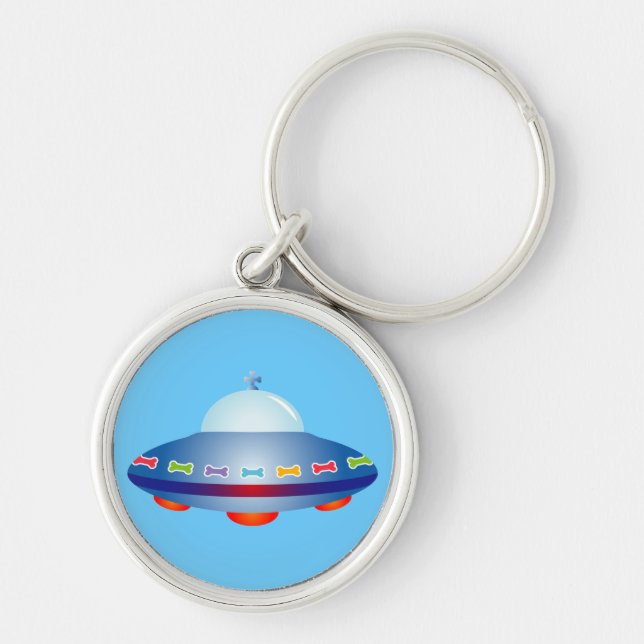 UFO Dog Bone Spaceship Key Ring (Front)