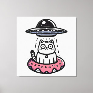 UFO Doughnut Cat Canvas Print
