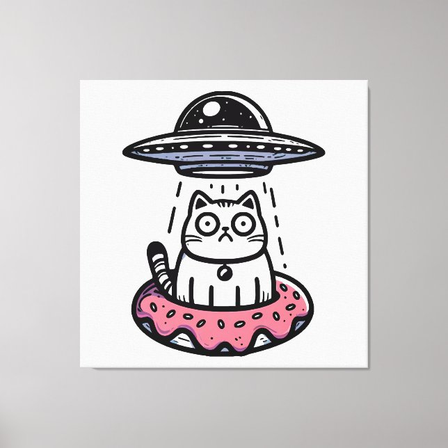 UFO Doughnut Cat Canvas Print (Front)