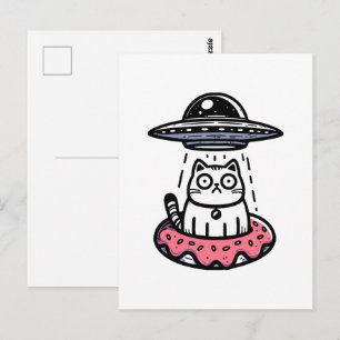 UFO Doughnut Cat Postcard