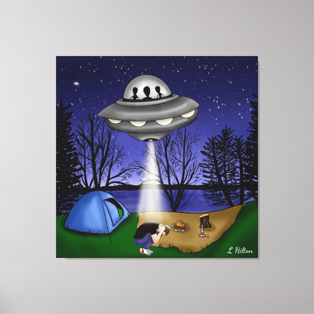 UFO Extraterrestrial Abduction Alien Art Canvas Print (Front)