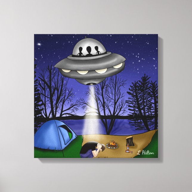 UFO Extraterrestrial Abduction Alien Canvas Print (Front)