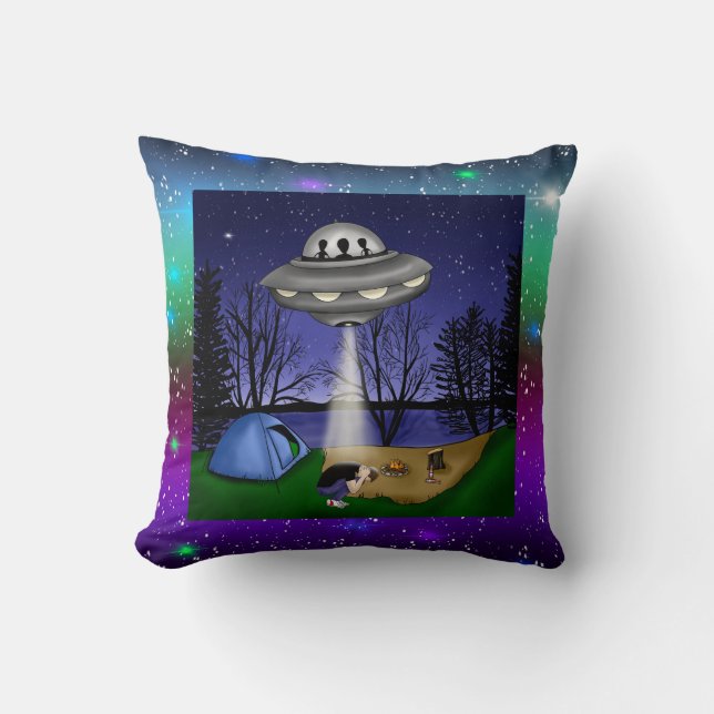 UFO Extraterrestrial Abduction Alien Cushion (Front)