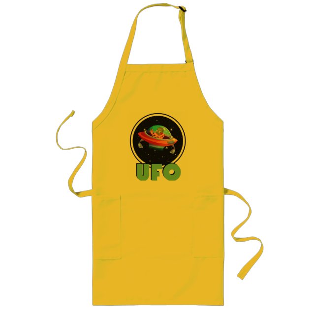 ufo fly on spaceship long apron (Front)