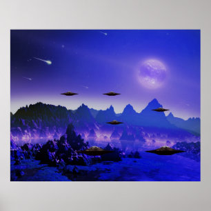 UFO flying object in space Poster