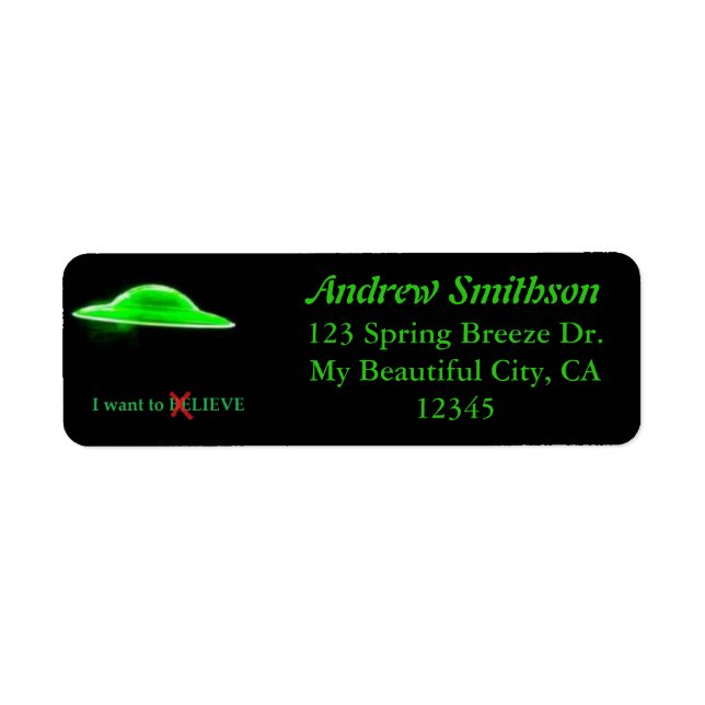 UFO Flying Saucer Green Black Text Funny Humourous (Front)