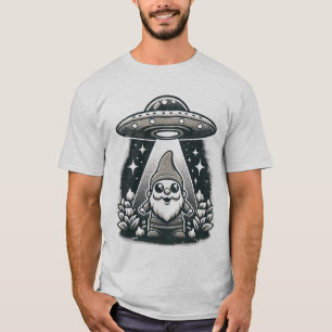 UFO Garden Gnome - Quirky and Fun Alien Encounter T-Shirt