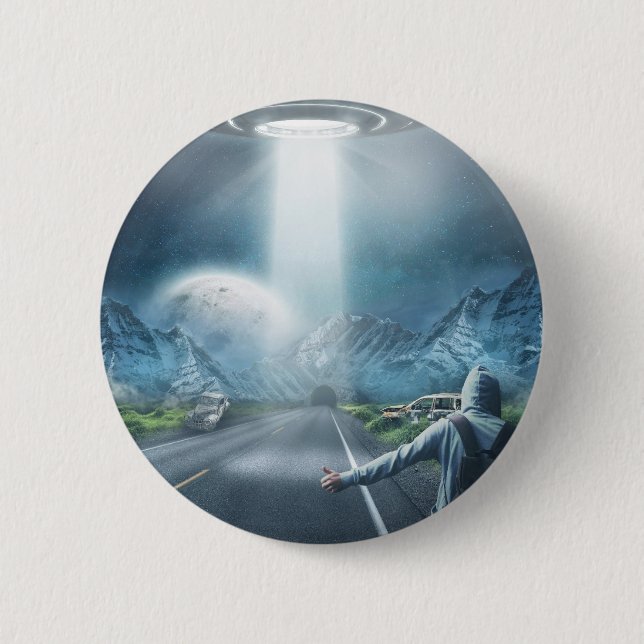 UFO Hitchhiker button (Front)