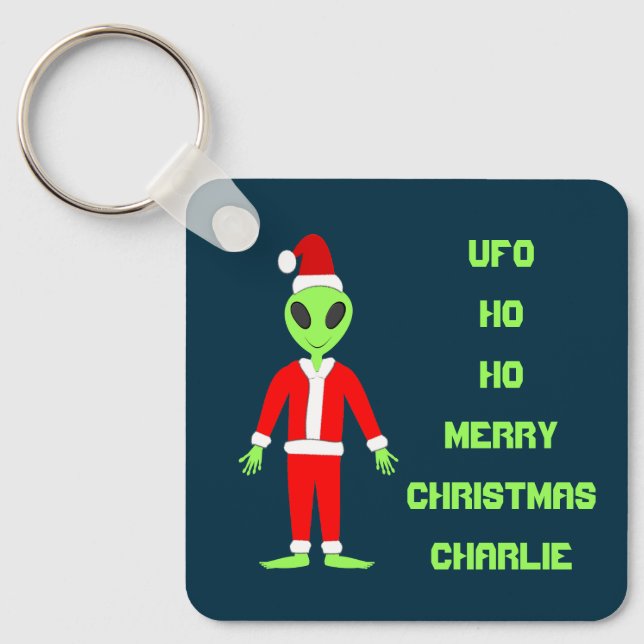 UFO Ho Ho Father Christmas alien Custom Key Ring (Front)