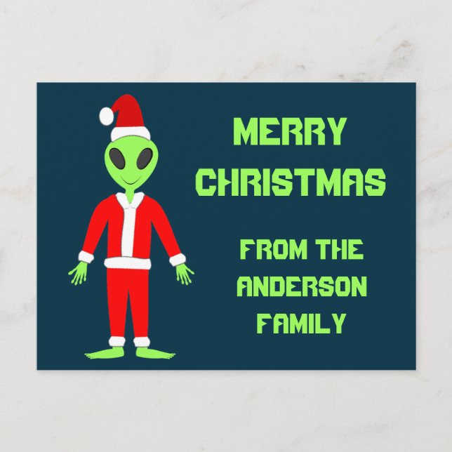 UFO Ho Ho Father Christmas alien Custom Postcard (Front)