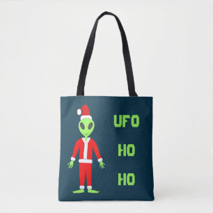 UFO Ho Ho Father Christmas alien Custom Tote Bag