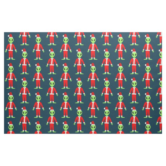 UFO Ho Ho Father Christmas alien Fabric (Fat Quarter)