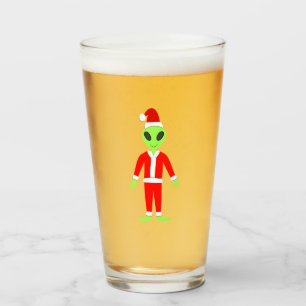 UFO Ho Ho Father Christmas alien Glass