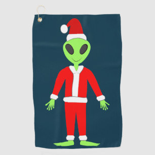 UFO Ho Ho Father Christmas alien Golf Towel